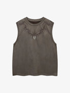 Embroidered Suede-Look Vest-tanktop-Grimstrike