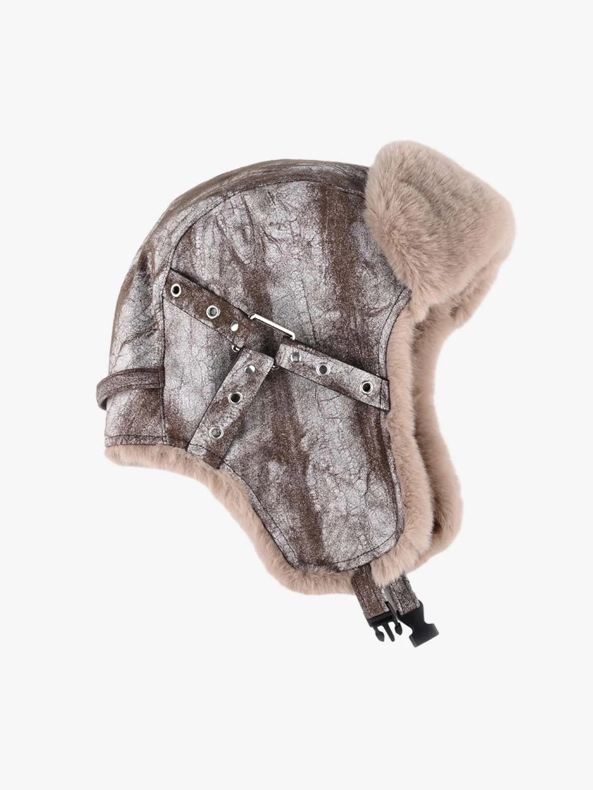 Faux Leather Fur-Lined Trapper Hat-Hats-Grimstrike