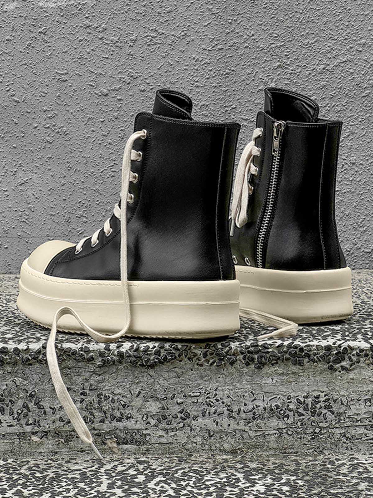High-Top Platform Streetwear Sneakers with chunky platform soles and unique wrapped lace design, perfect for modern streetwear and bold fashion statements.