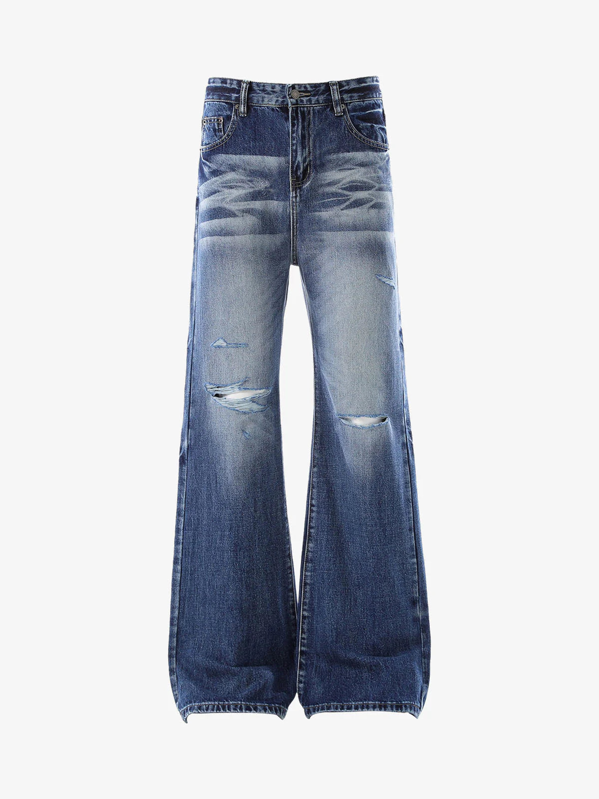 Hip-Hop Washed Distressed Denim Jeans-Jeans-Grimstrike