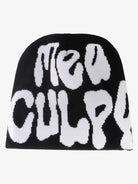 Black knit beanie with NEW CULTURE in large white letters; the Letter Graphic Knit Hat offers a bold, comfortable streetwear accessory for winter outfits.