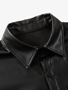 Letter Print Faux Leather Shirt-Shirts-Grimstrike