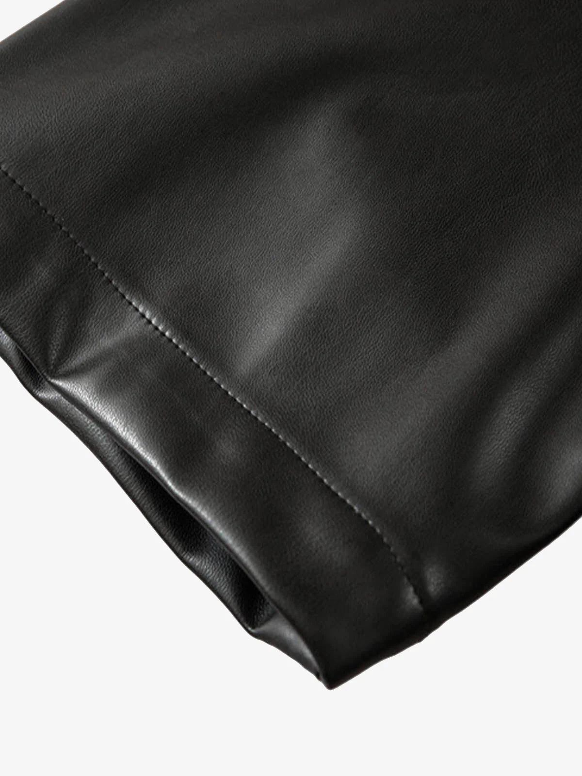 Letter Print Faux Leather Shirt-Shirts-Grimstrike