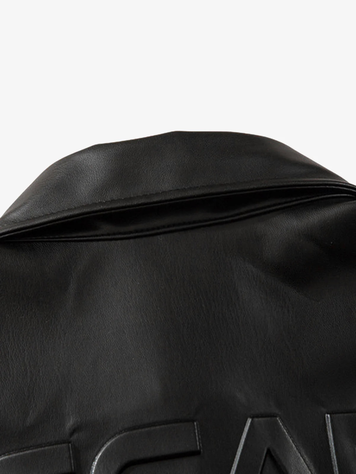 Letter Print Faux Leather Shirt-Shirts-Grimstrike