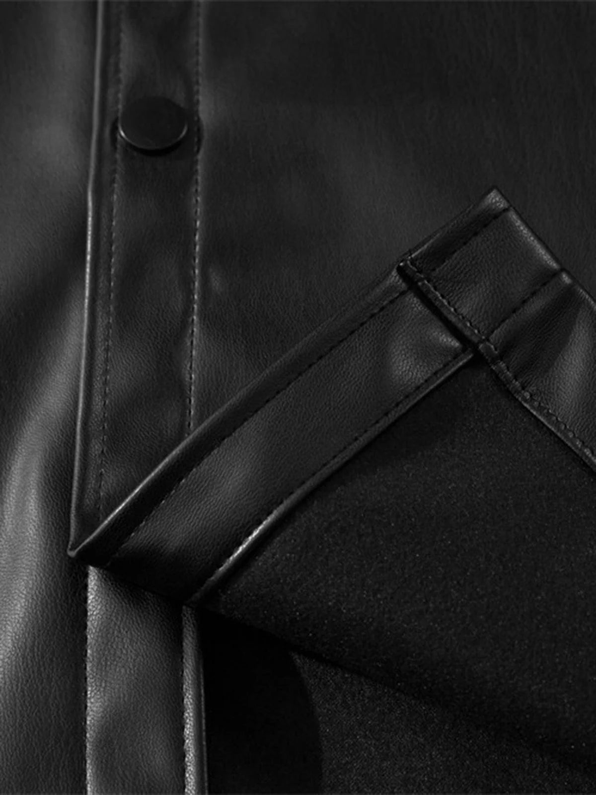 Letter Print Faux Leather Shirt-Shirts-Grimstrike