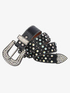 Metal Studded Black Leather Belt-belt-Grimstrike