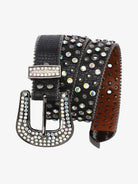 Metal Studded Black Leather Belt-belt-Grimstrike