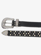 Metal Studded Black Leather Belt-belt-Grimstrike