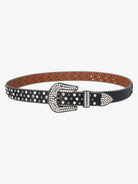 Metal Studded Black Leather Belt-belt-Grimstrike