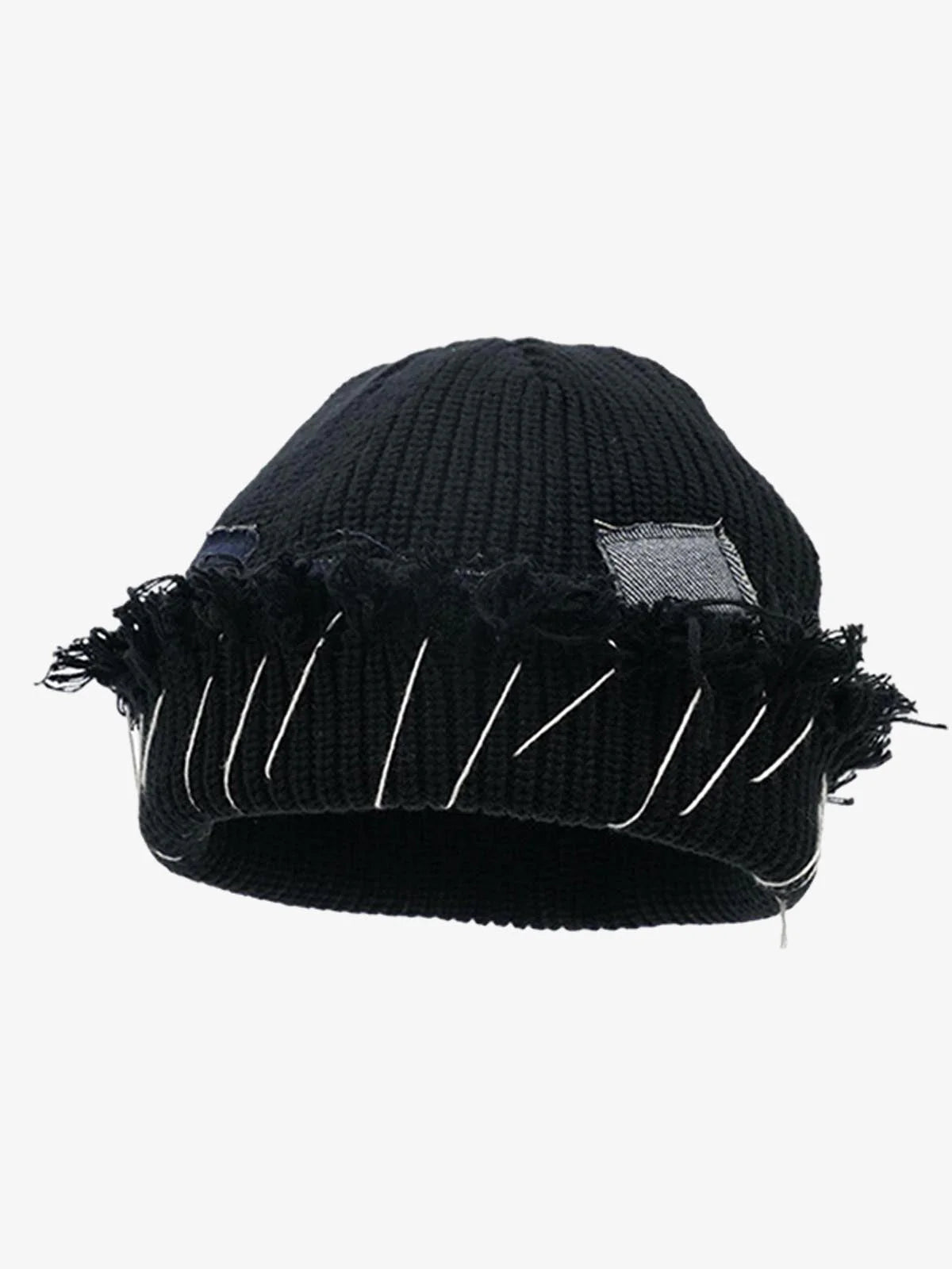 Patchwork Distressed Beanie Hat-Hats-Grimstrike