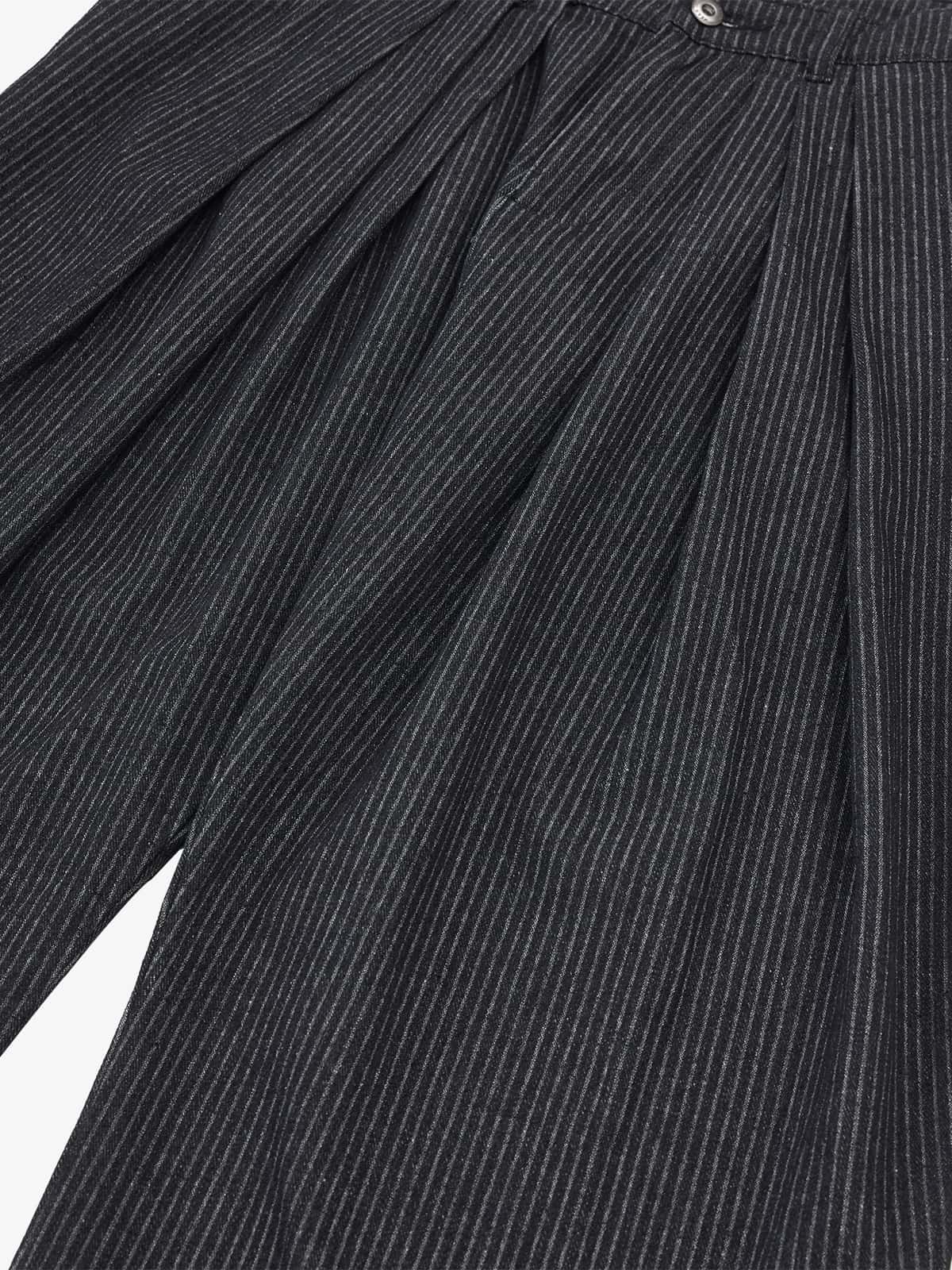 Pinstripe Pleated Wide-Leg Barrel Pants-Jeans-Grimstrike