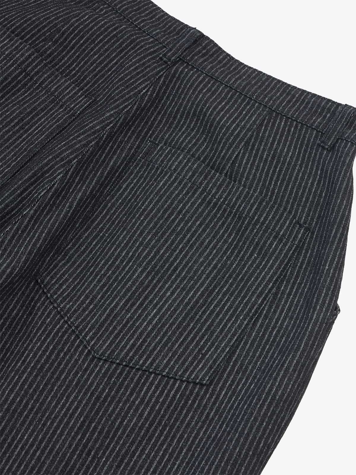Pinstripe Pleated Wide-Leg Barrel Pants-Jeans-Grimstrike