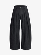 Pinstripe Pleated Wide-Leg Barrel Pants-Jeans-Grimstrike