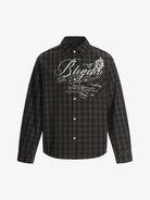 Plaid Letter Print Long Sleeve Shirt-Shirts-Grimstrike