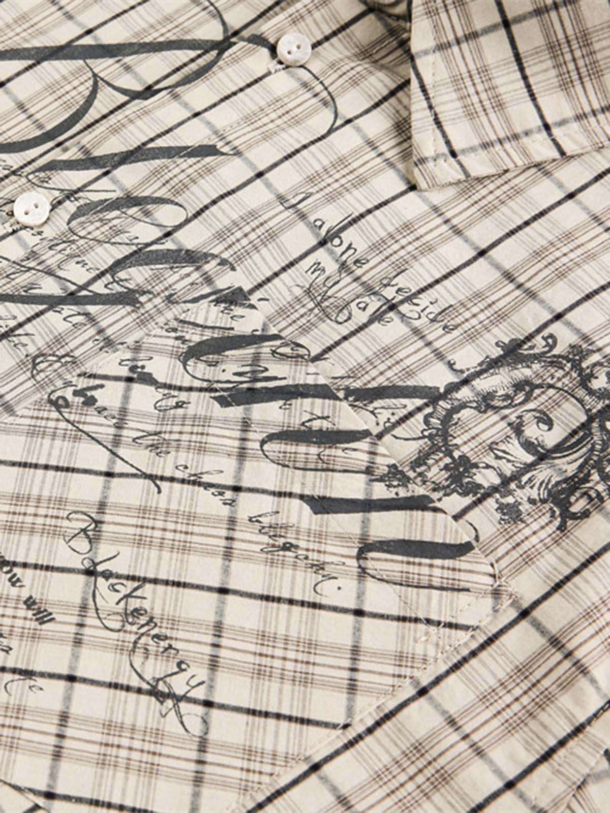 Plaid Letter Print Long Sleeve Shirt-Shirts-Grimstrike