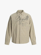 Plaid Letter Print Long Sleeve Shirt-Shirts-Grimstrike