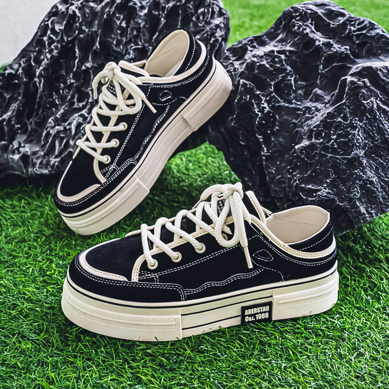 Platform Lace-Up Canvas Shoes-shoes-Grimstrike