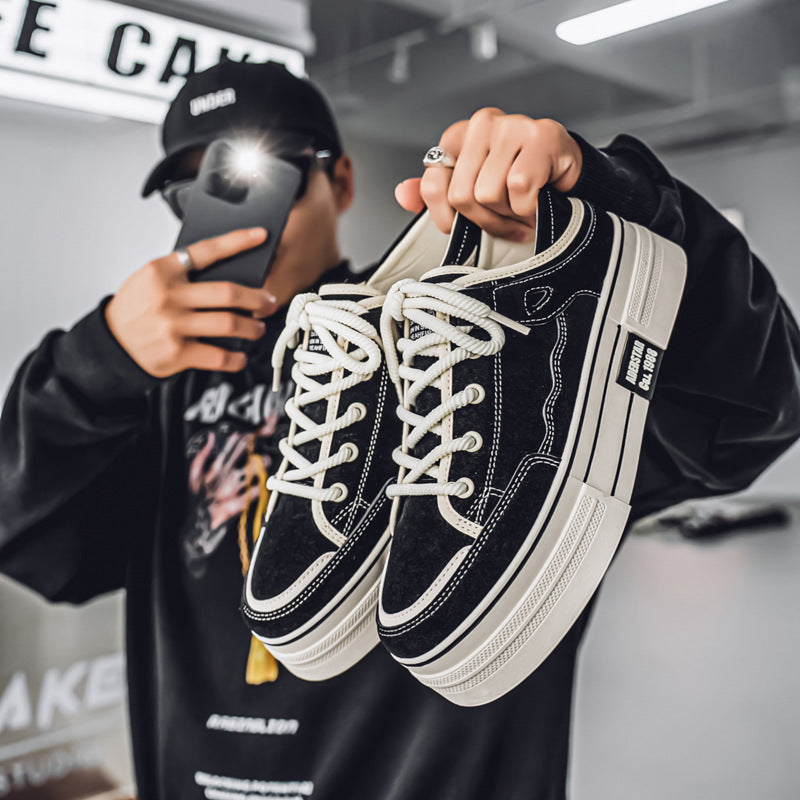 Platform Lace-Up Canvas Shoes-shoes-Grimstrike