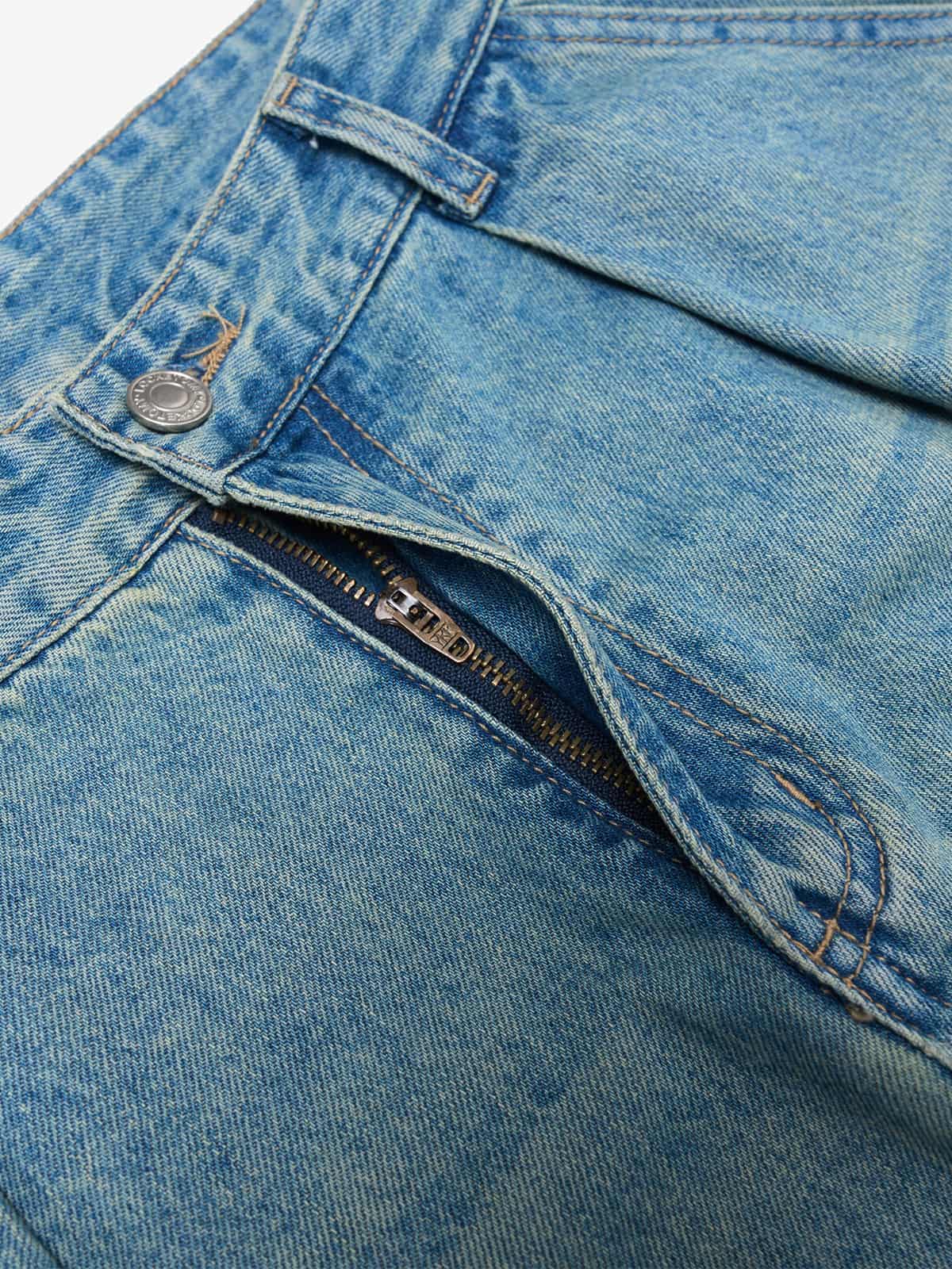 Pleated Barrel Light Wash Jeans-pants-Grimstrike