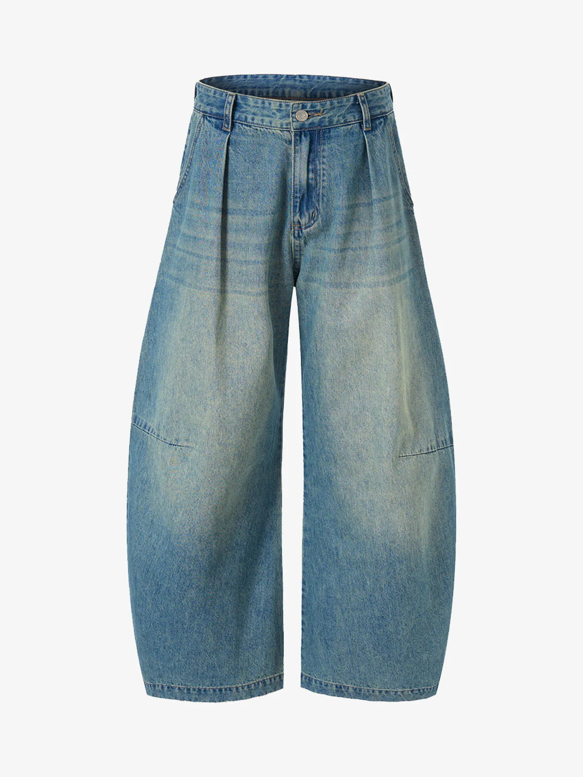 Pleated Barrel Light Wash Jeans-pants-Grimstrike