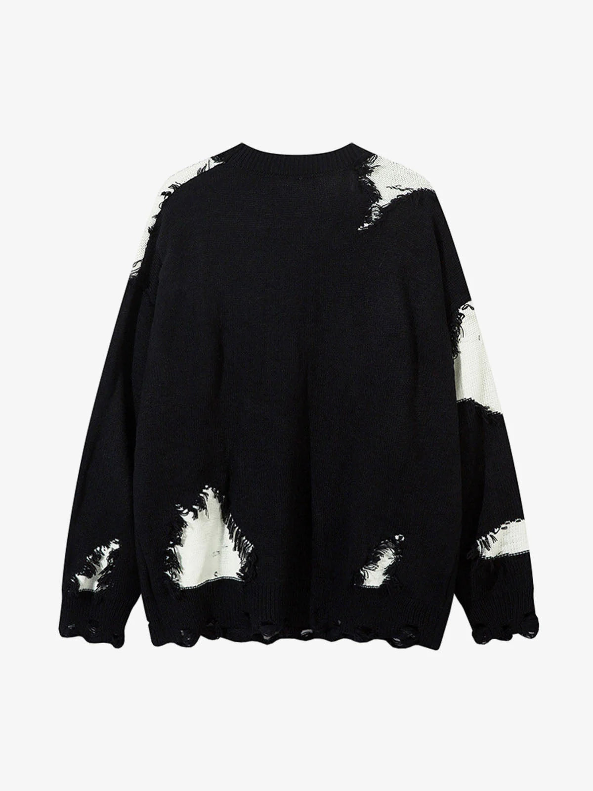 Raw Edge Fringed Knit Sweater-sweater-Grimstrike