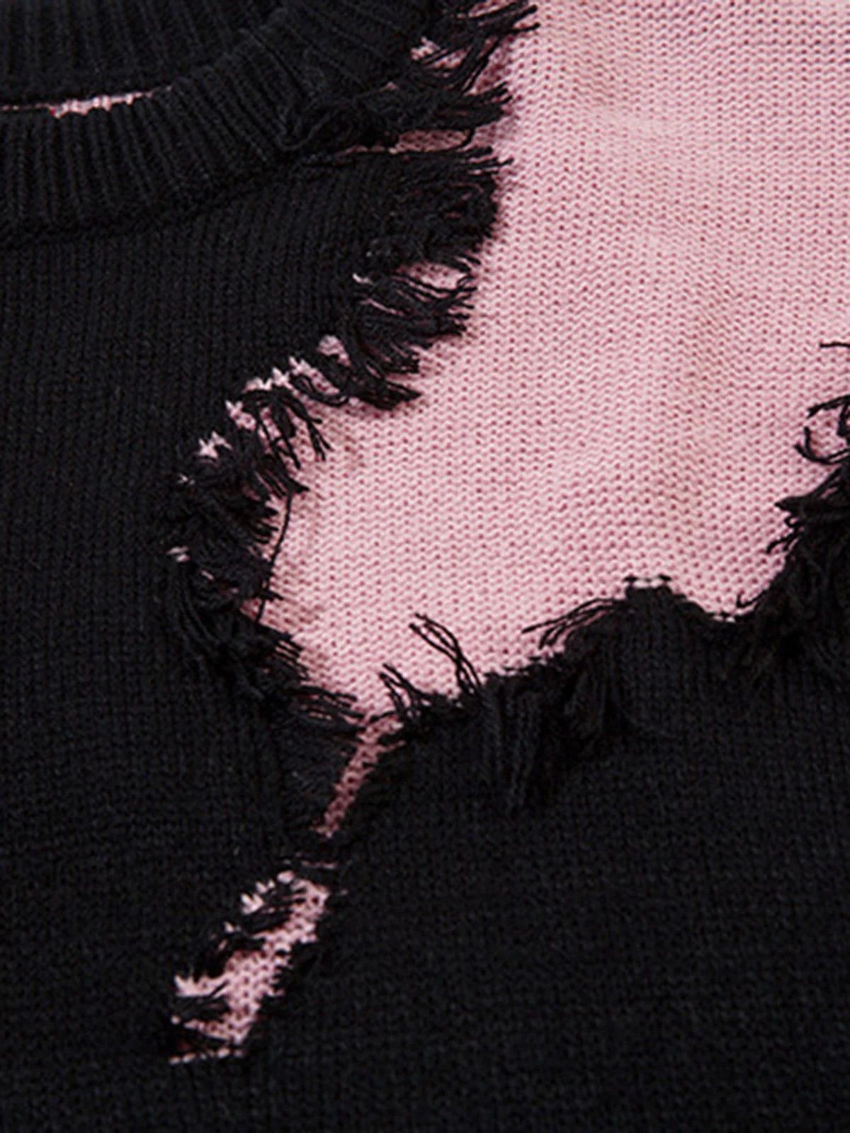 Raw Edge Fringed Knit Sweater-sweater-Grimstrike