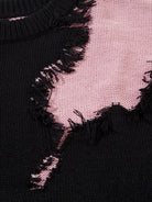 Raw Edge Fringed Knit Sweater-sweater-Grimstrike
