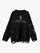 Ripped Tassel Letter Knit Sweater-sweater-Grimstrike
