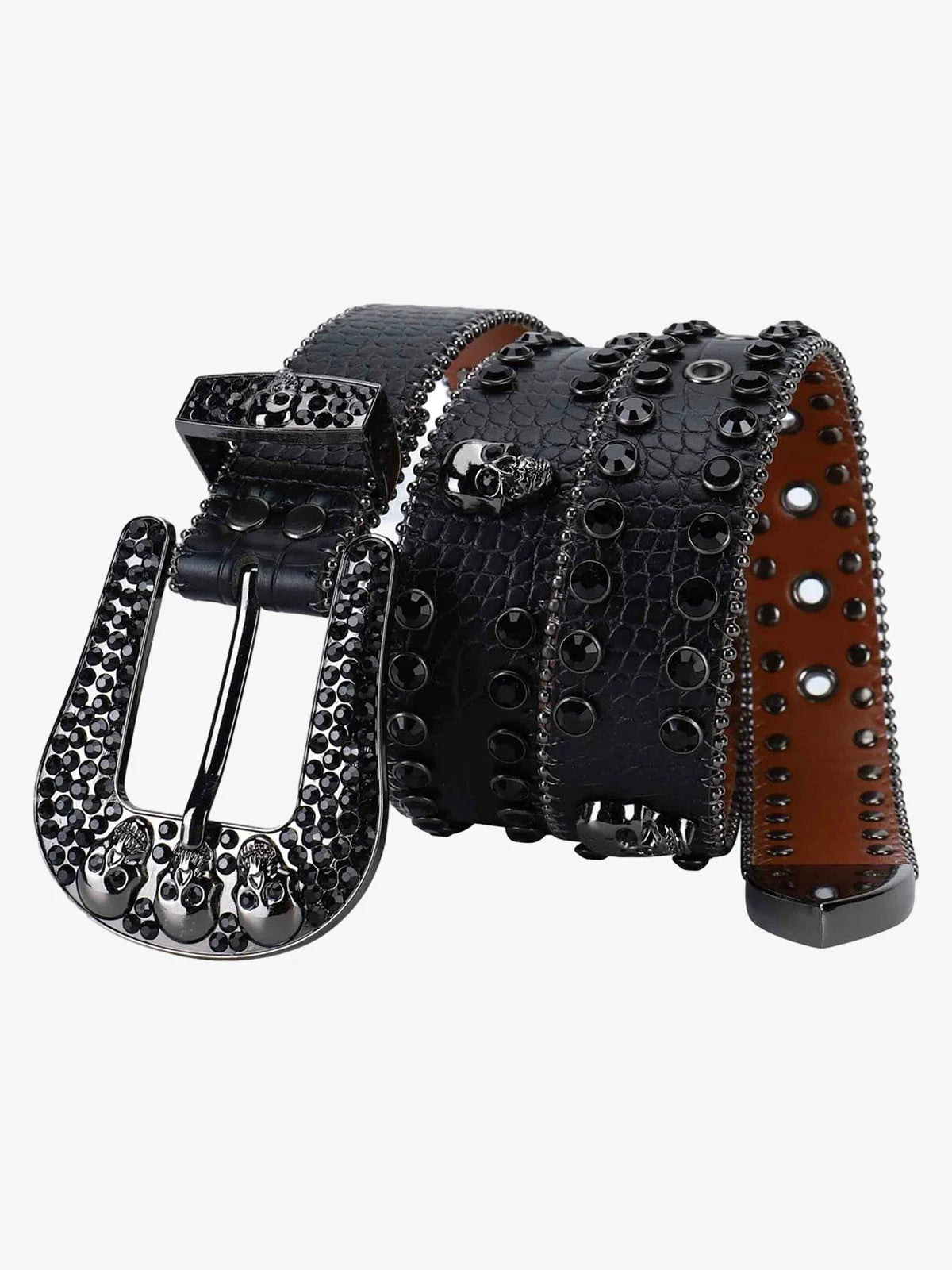 Silver Studded Black Leather Belt-belt-Grimstrike