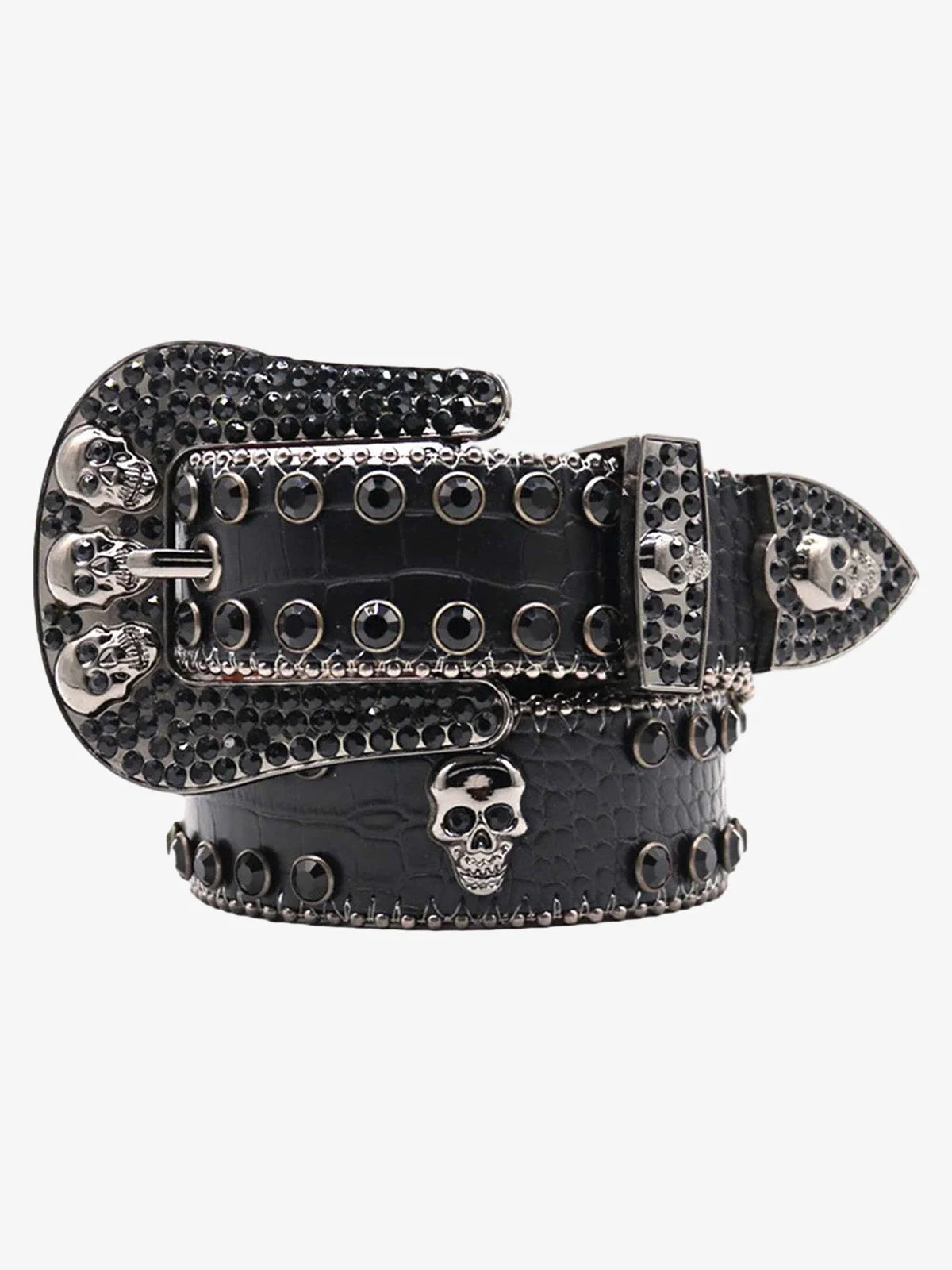 Silver Studded Black Leather Belt-belt-Grimstrike