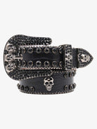 Silver Studded Black Leather Belt-belt-Grimstrike