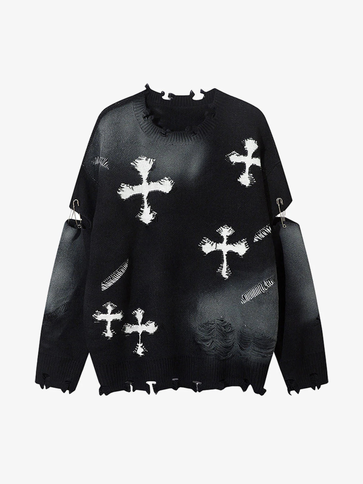 Spray Paint Cross Knit Sweater-sweater-Grimstrike