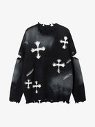Spray Paint Cross Knit Sweater-sweater-Grimstrike