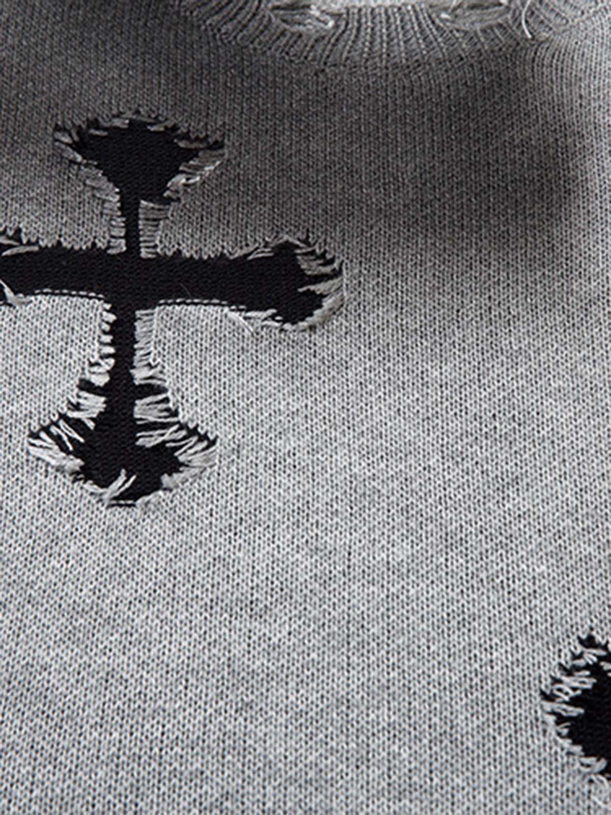 Spray Paint Cross Knit Sweater-sweater-Grimstrike