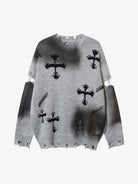 Spray Paint Cross Knit Sweater-sweater-Grimstrike