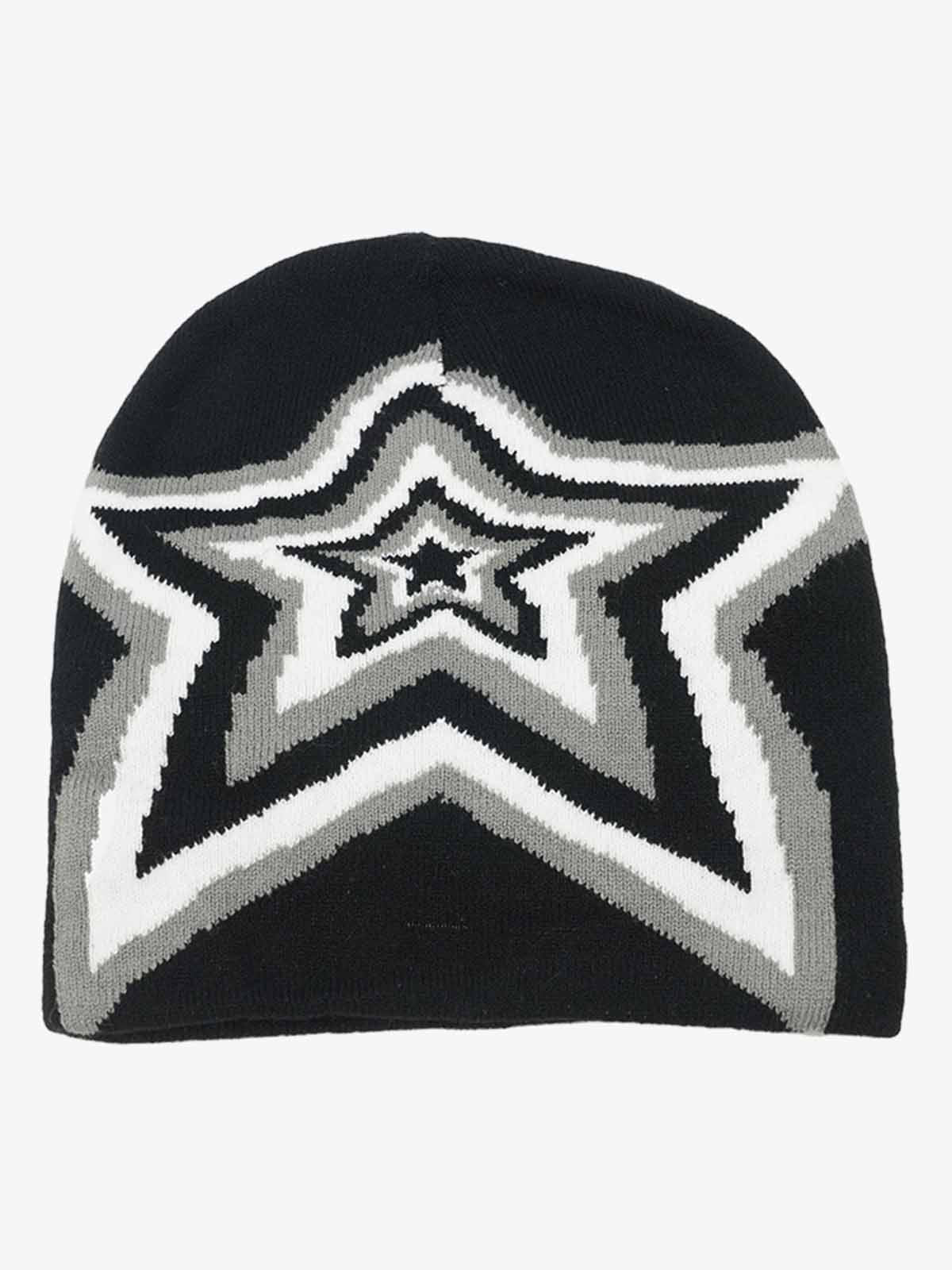 Star Pattern Knit Beanie Hat-Hats-Grimstrike
