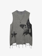 Star Print Vintage Sleeveless Tank Top-tanktop-Grimstrike