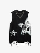 Star Print Vintage Sleeveless Tank Top-tanktop-Grimstrike