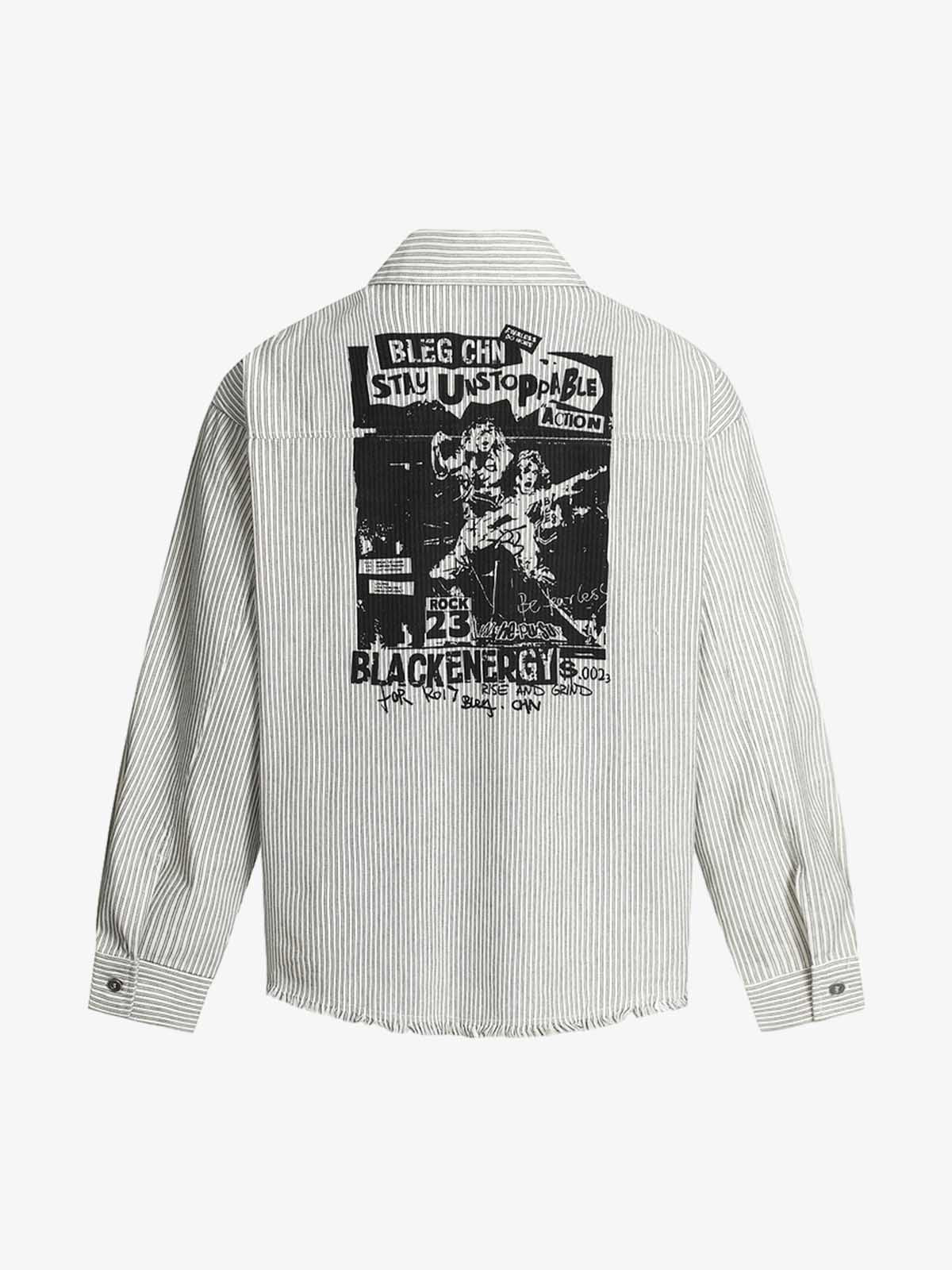 Striped Graphic Long Sleeve Shirt-Shirts-Grimstrike