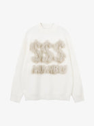 Textured Fuzzy Letter Knit Sweater-sweater-Grimstrike