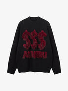Textured Fuzzy Letter Knit Sweater-sweater-Grimstrike
