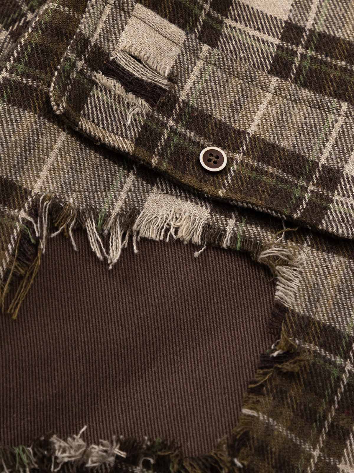 Vintage Check Patchwork Long Sleeve Shirt-Shirts-Grimstrike