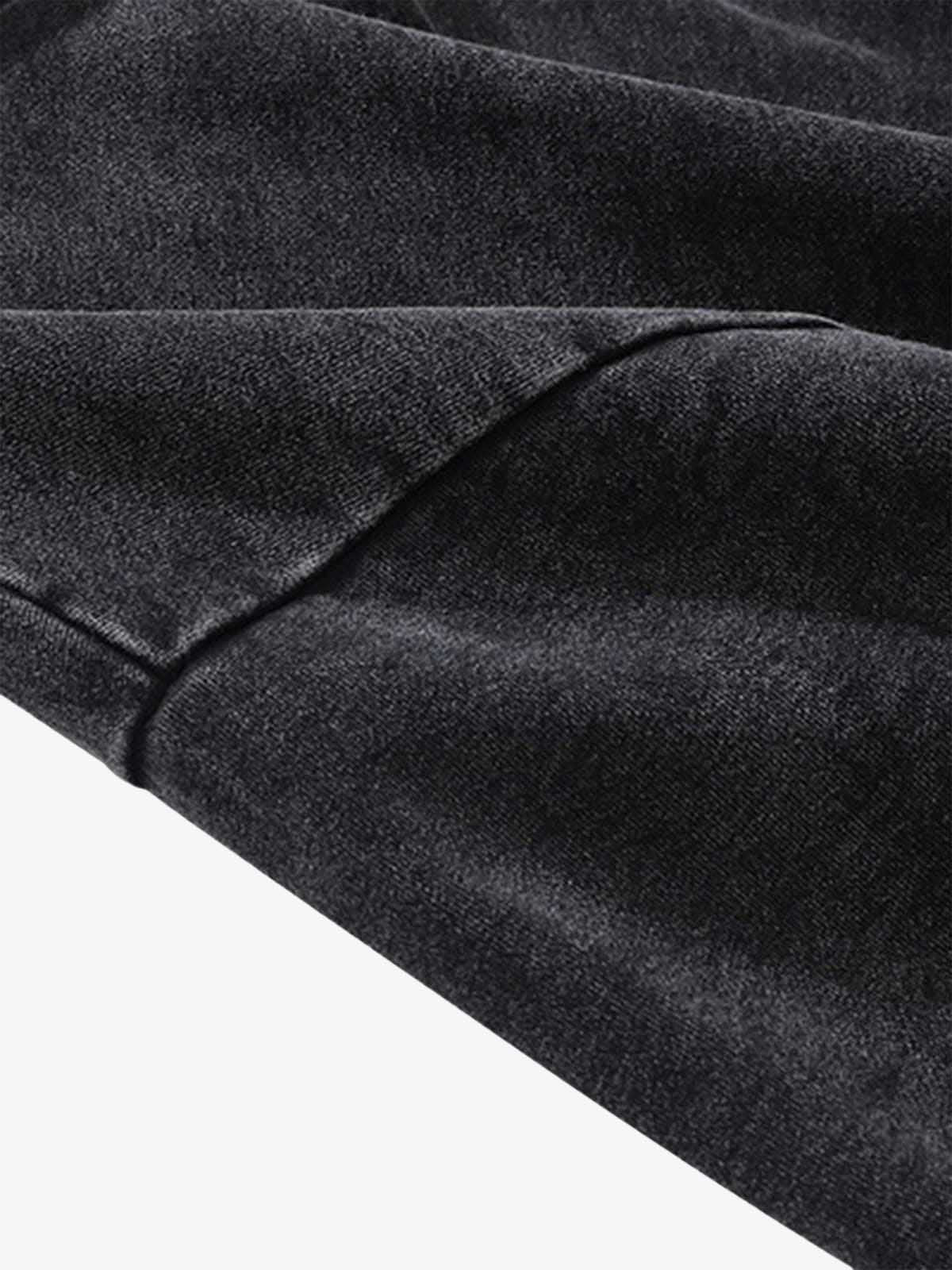 Vintage Doberman Graphic Streetwear Hoodie featuring dark fabric with visible stitching and folds, showcasing a bold, oversized Doberman graphic for a vintage urban look.