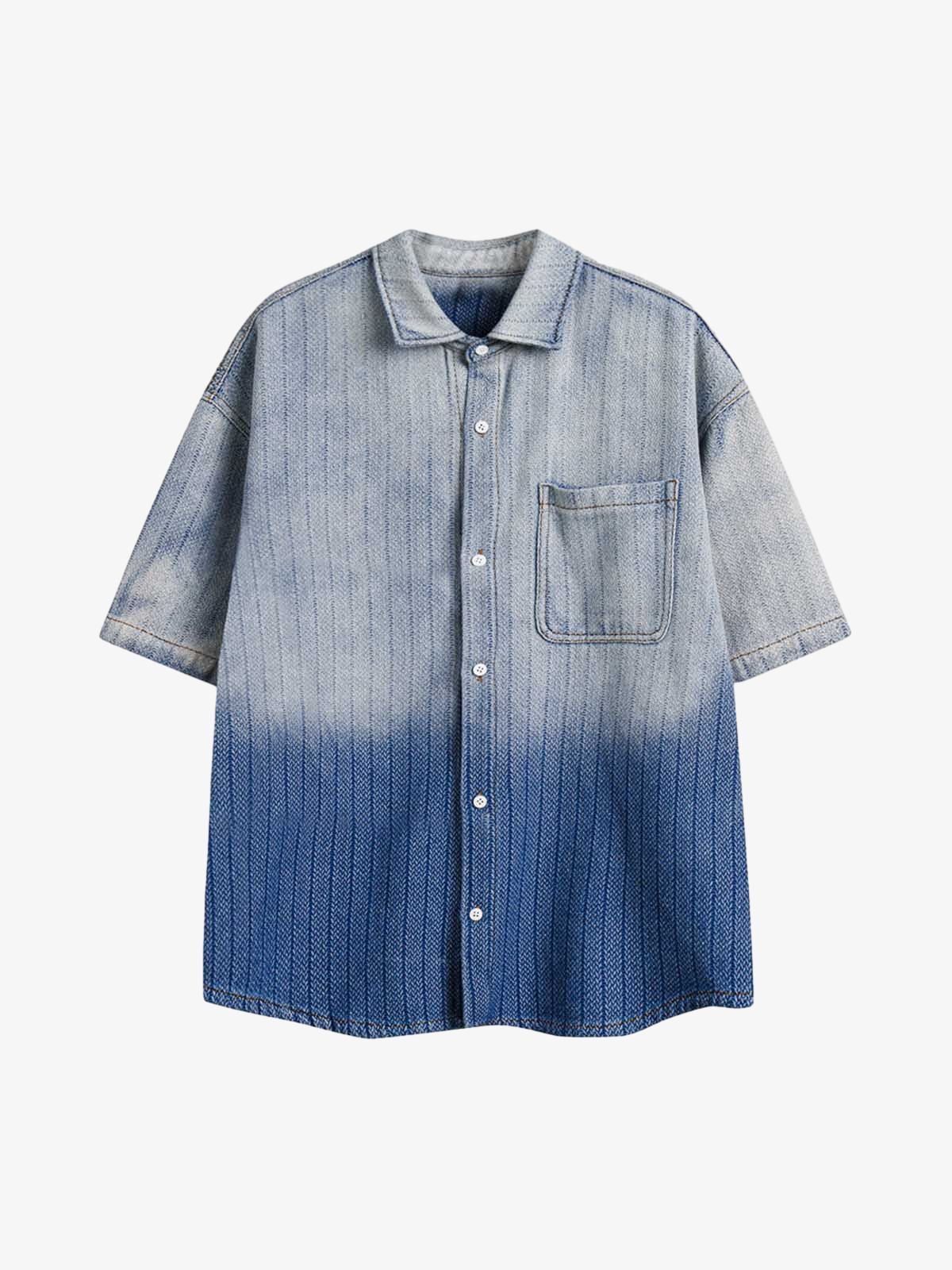Washed Denim Short Sleeve Shirt-Shirts-Grimstrike