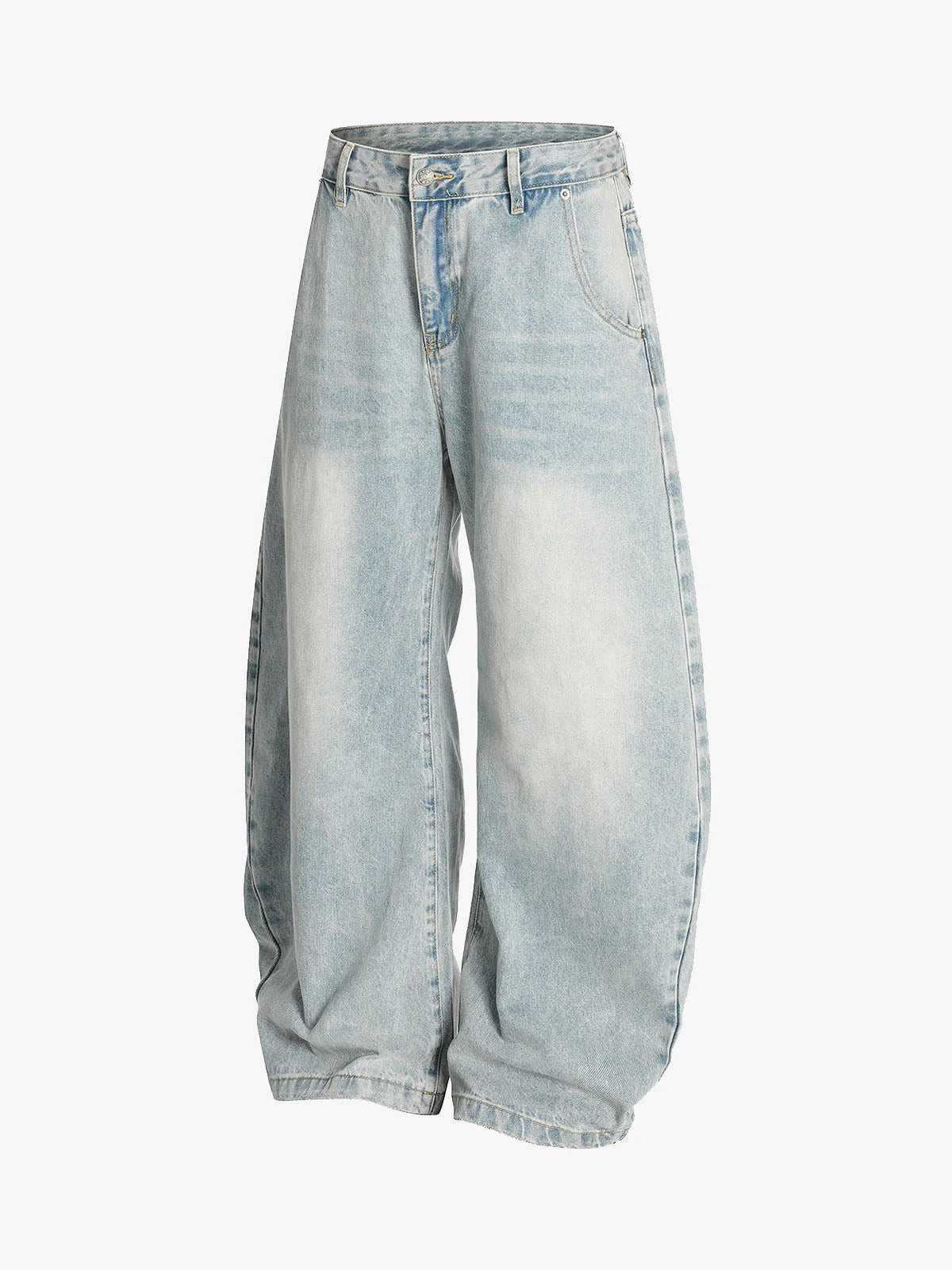 Washed Distressed Barrel Denim Jeans-Jeans-Grimstrike
