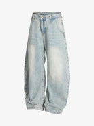Washed Distressed Barrel Denim Jeans-Jeans-Grimstrike