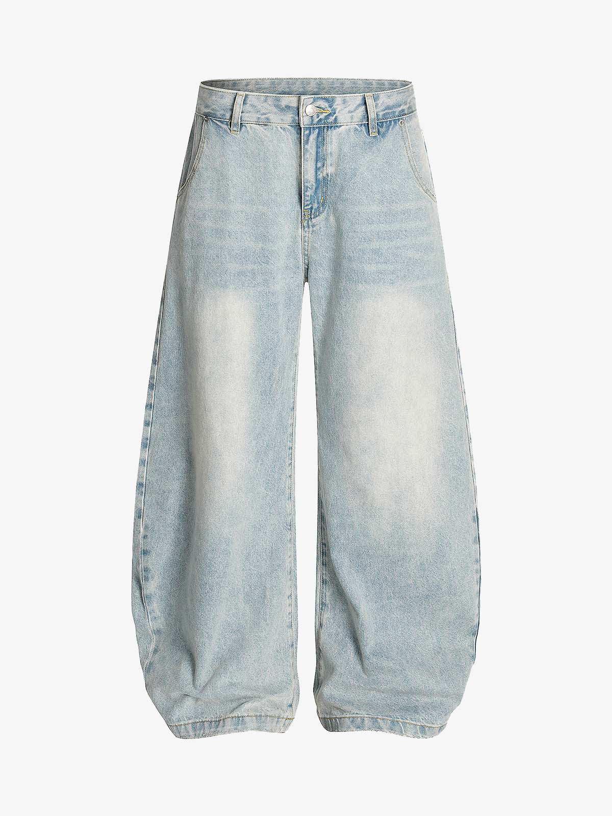 Washed Distressed Barrel Denim Jeans-Jeans-Grimstrike
