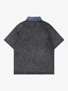 Washed Distressed Embroidered Denim Polo Shirt-Shirts-Grimstrike