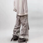 Washed Distressed Wide-Leg Jeans-Jeans-Grimstrike