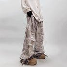 Washed Distressed Wide-Leg Jeans-Jeans-Grimstrike